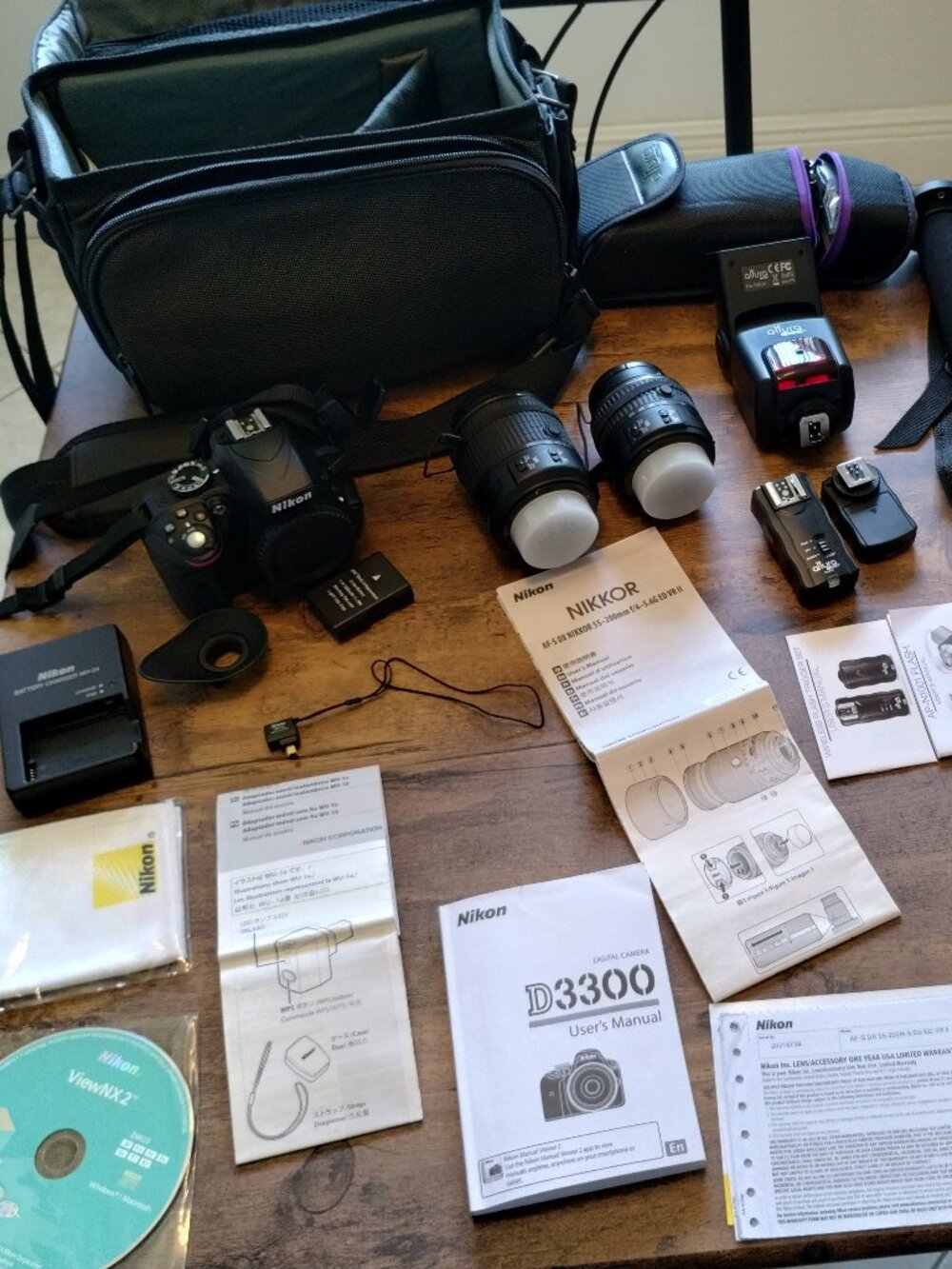 Nikon D3300 DSLR Mega Pixel Camera 18-55 mm, 55-200 mm - Plus Accessories.